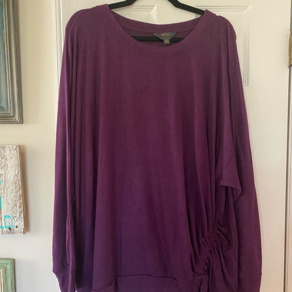 Burgundy/purple Mixit sweater with ruched side